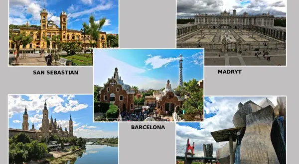 San Sebastian atrakcje: majestatyczny ratusz, Park Güell w Barcelonie, Pałac Królewski w Madrycie, bazylika w Saragossie i Muzeum Guggenheima w Bilbao.