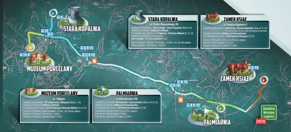 Mapa atrakcji Wałbrzycha: Zamek Książ, Stara Kopalnia, Muzeum Porcelany, Palmiarnia. Zaplanuj zwiedzanie!