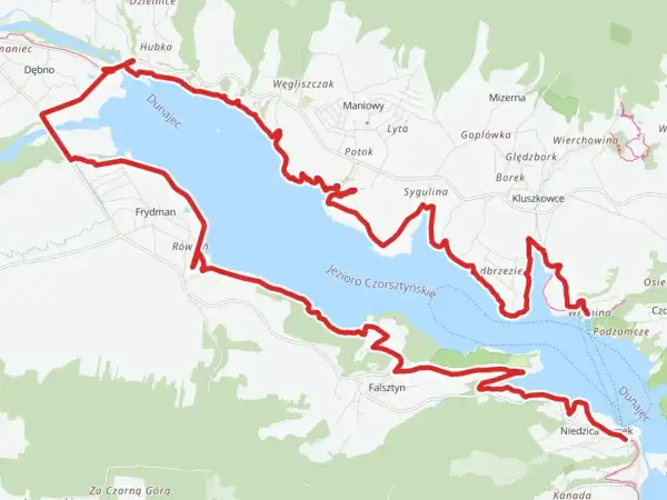 Trasa rowerowa wokół Jeziora Czorsztyńskiego, znana jako velo Dunajec trasa, prowadzi przez malownicze tereny.